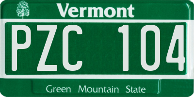 VT license plate PZC104