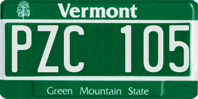 VT license plate PZC105