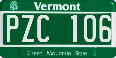 VT license plate PZC106