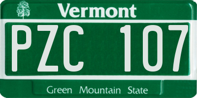 VT license plate PZC107