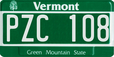 VT license plate PZC108