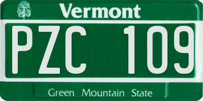 VT license plate PZC109
