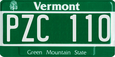 VT license plate PZC110