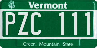 VT license plate PZC111