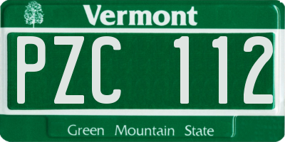 VT license plate PZC112