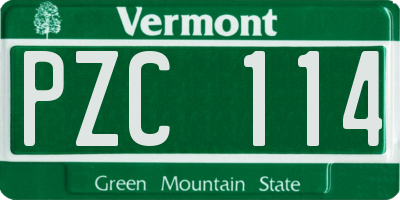 VT license plate PZC114