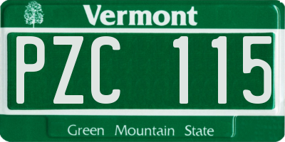 VT license plate PZC115