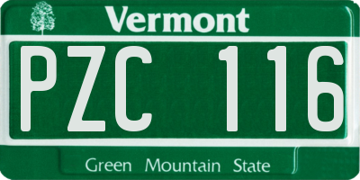 VT license plate PZC116
