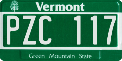 VT license plate PZC117