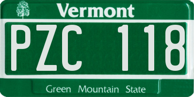 VT license plate PZC118