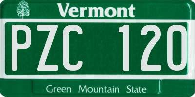 VT license plate PZC120