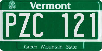 VT license plate PZC121