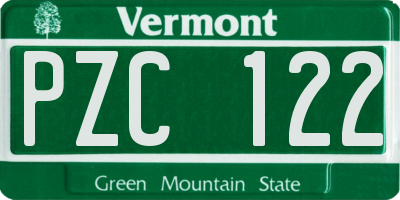 VT license plate PZC122