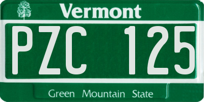 VT license plate PZC125