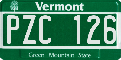 VT license plate PZC126