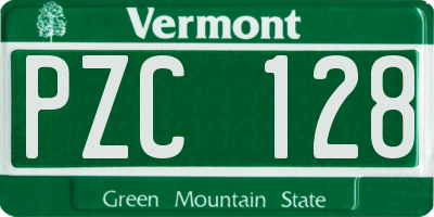 VT license plate PZC128