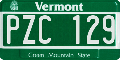 VT license plate PZC129