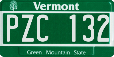 VT license plate PZC132