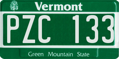 VT license plate PZC133