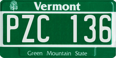 VT license plate PZC136