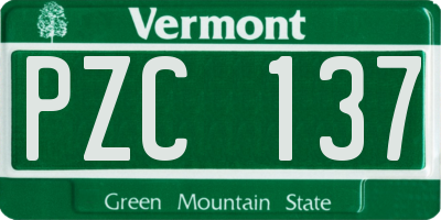 VT license plate PZC137