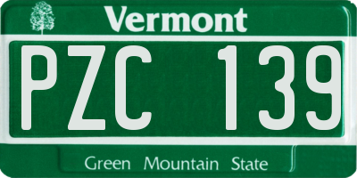 VT license plate PZC139