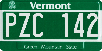VT license plate PZC142