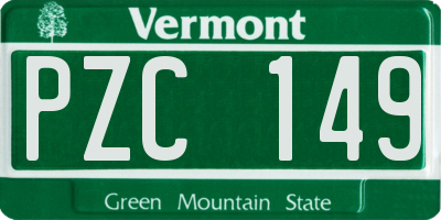 VT license plate PZC149
