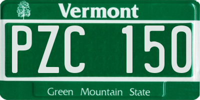 VT license plate PZC150