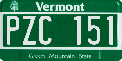 VT license plate PZC151