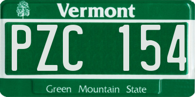 VT license plate PZC154