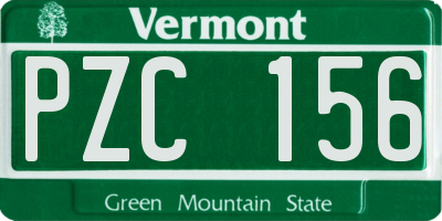 VT license plate PZC156