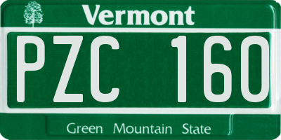 VT license plate PZC160