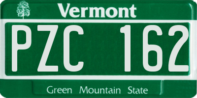 VT license plate PZC162