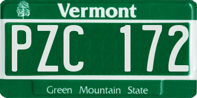 VT license plate PZC172