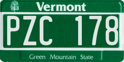 VT license plate PZC178