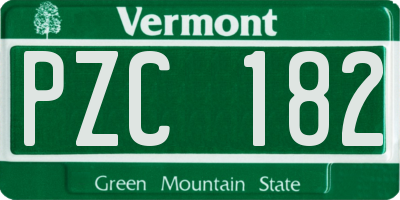 VT license plate PZC182