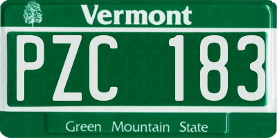 VT license plate PZC183