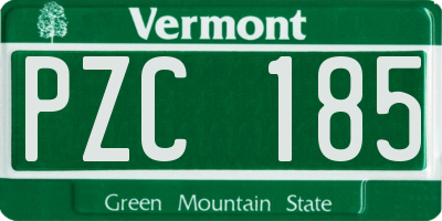 VT license plate PZC185