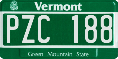 VT license plate PZC188