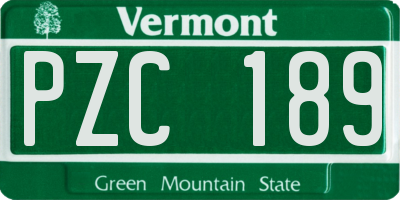 VT license plate PZC189