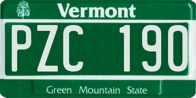 VT license plate PZC190