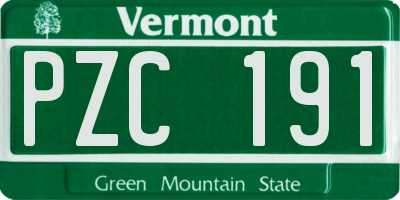 VT license plate PZC191