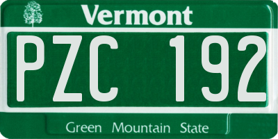 VT license plate PZC192