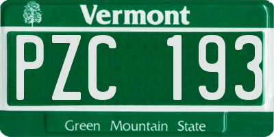 VT license plate PZC193