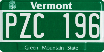 VT license plate PZC196
