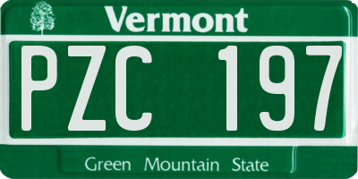 VT license plate PZC197