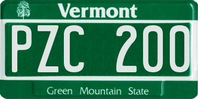 VT license plate PZC200