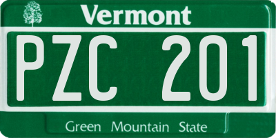 VT license plate PZC201