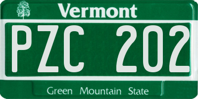 VT license plate PZC202